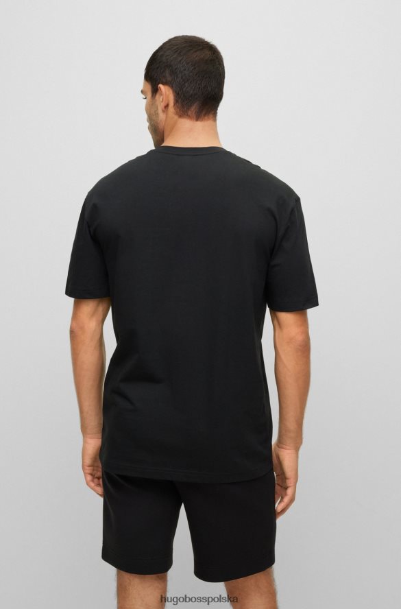 Hugo Boss T-shirt z bawełnianego dżerseju i okrągłym dekoltem z nadrukiem logo w kolorze czarnym hugo czarny R0X0H63053