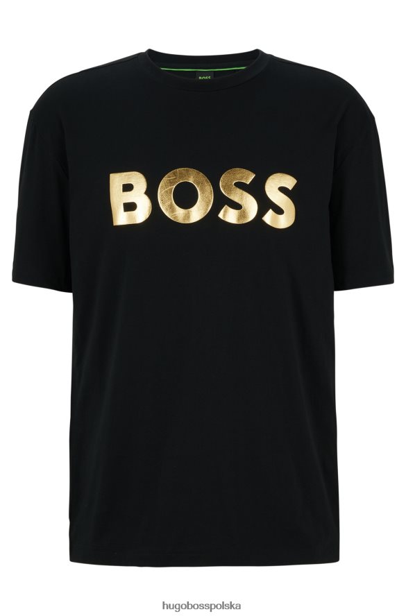 Hugo Boss T-shirt z bawełnianego dżerseju i okrągłym dekoltem z nadrukiem logo w kolorze czarnym hugo czarny R0X0H63053
