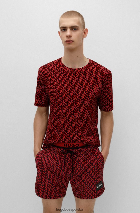 Hugo Boss T-shirt z bawełnianego dżerseju we wzór Hugo z nadrukiem logo i metką wzorzyste R0X0H63986