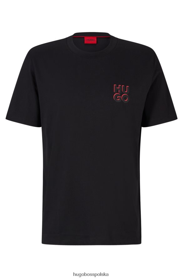Hugo Boss T-shirt z bawełnianego dżerseju z nadrukiem logo Hugo w kolorze czarnym czarny R0X0H61664