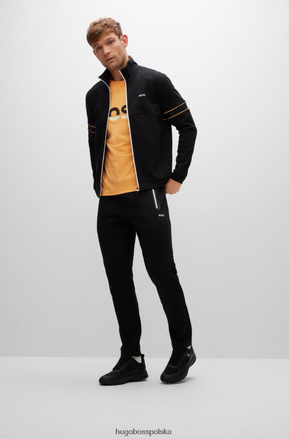 Hugo Boss T-shirt z bawełnianego jerseyu hugo z nadrukiem logo z blokami kolorów w kolorze jasnopomarańczowym jasnopomarańczowy R0X0H61474