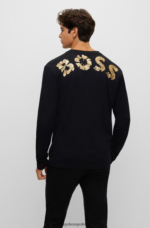 Hugo Boss T-shirt z bawełnianego jerseyu o regularnym kroju z logo Hugo z efektem metalicznym w kolorze czarnym czarny R0X0H62958