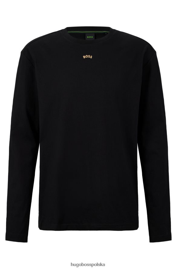 Hugo Boss T-shirt z bawełnianego jerseyu o regularnym kroju z logo Hugo z efektem metalicznym w kolorze czarnym czarny R0X0H62958