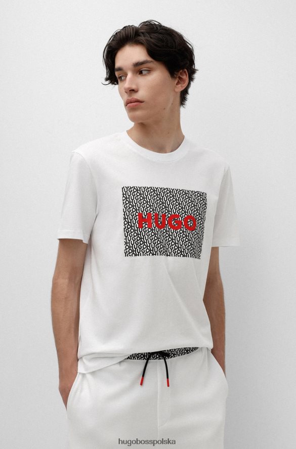 Hugo Boss T-shirt z bawełnianego jerseyu o regularnym kroju z nadrukiem logo w kolorze białym hugo biały R0X0H62834