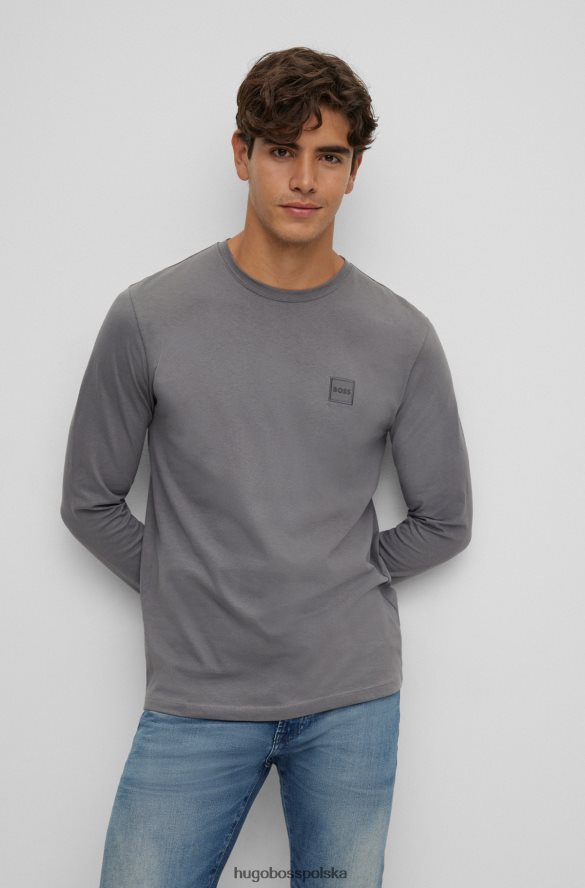 Hugo Boss T-shirt z bawełnianego jerseyu o regularnym kroju z naszywką z logo hugo w kolorze szarym szary R0X0H61333