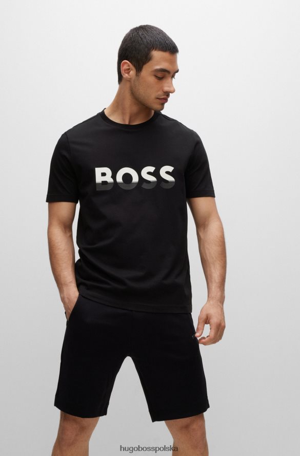 Hugo Boss T-shirt z bawełnianego jerseyu z nadrukiem logo Hugo w kolorze czarnym czarny R0X0H61477