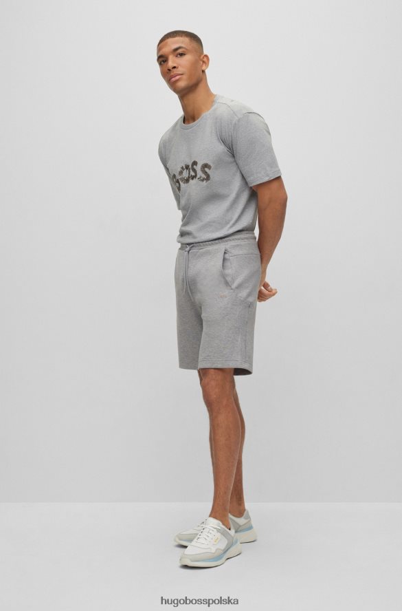 Hugo Boss T-shirt z bawełnianego jerseyu z zakrzywionym logo hugo z efektem metalicznym w kolorze jasnoszarym jasnoszary R0X0H61902