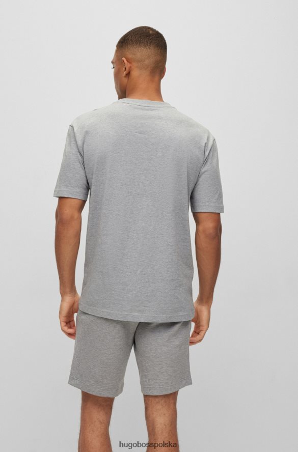 Hugo Boss T-shirt z bawełnianego jerseyu z zakrzywionym logo hugo z efektem metalicznym w kolorze jasnoszarym jasnoszary R0X0H61902
