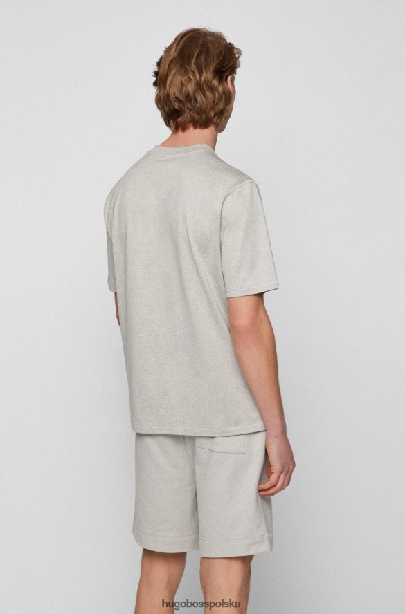 Hugo Boss T-shirt z bawełny mulinowej i okrągłym dekoltem z wstawką w kształcie litery V, hugo szary szary R0X0H63739