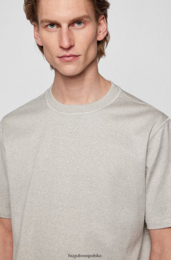 Hugo Boss T-shirt z bawełny mulinowej i okrągłym dekoltem z wstawką w kształcie litery V, hugo szary szary R0X0H63739
