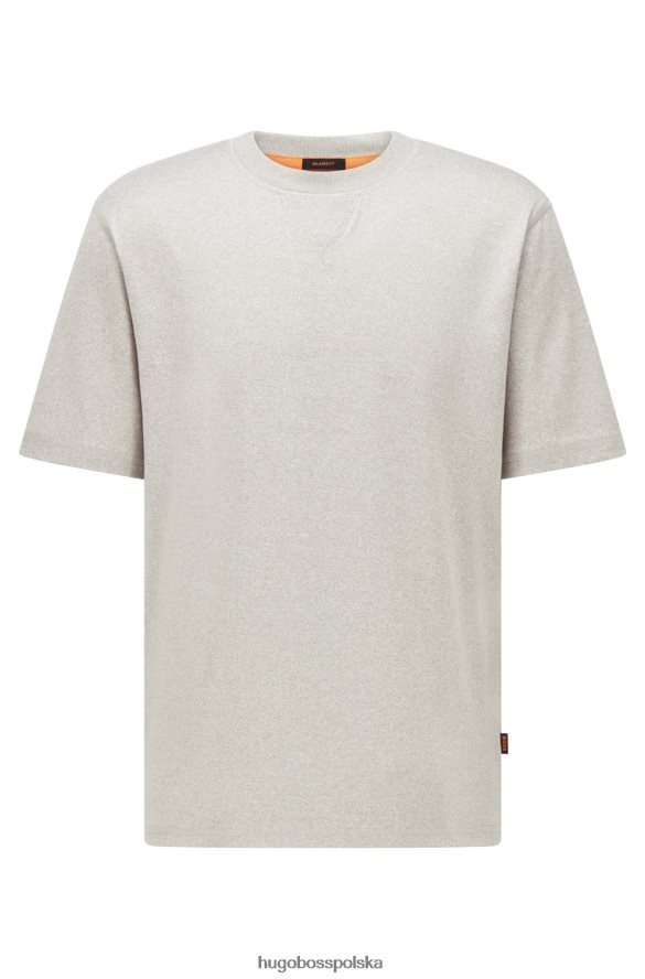 Hugo Boss T-shirt z bawełny mulinowej i okrągłym dekoltem z wstawką w kształcie litery V, hugo szary szary R0X0H63739