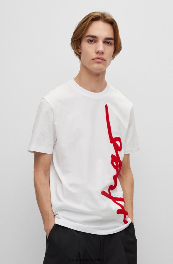 Hugo Boss T-shirt z bawełny organicznej z dużym haftowanym logo w kolorze białym hugo biały R0X0H63532