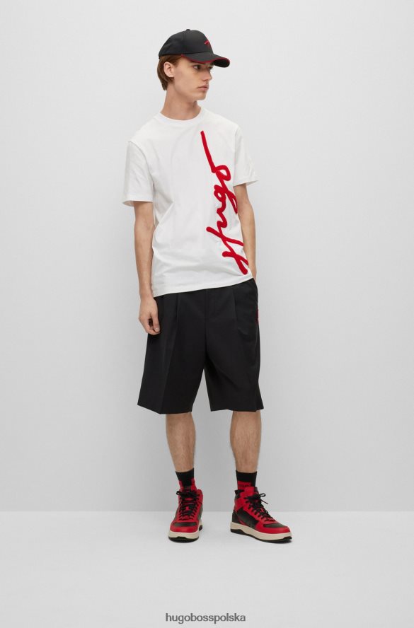 Hugo Boss T-shirt z bawełny organicznej z dużym haftowanym logo w kolorze białym hugo biały R0X0H63532
