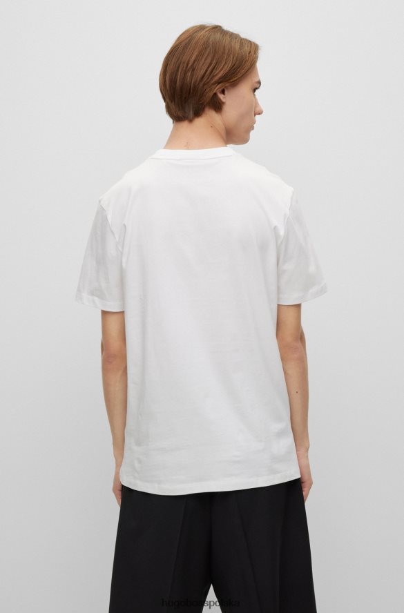 Hugo Boss T-shirt z bawełny organicznej z dużym haftowanym logo w kolorze białym hugo biały R0X0H63532