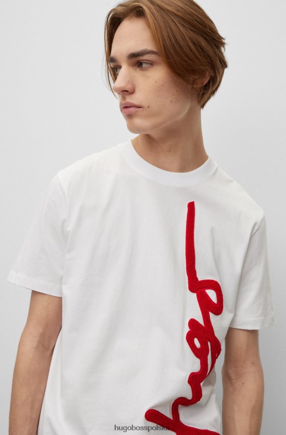 Hugo Boss T-shirt z bawełny organicznej z dużym haftowanym logo w kolorze białym hugo biały R0X0H63532