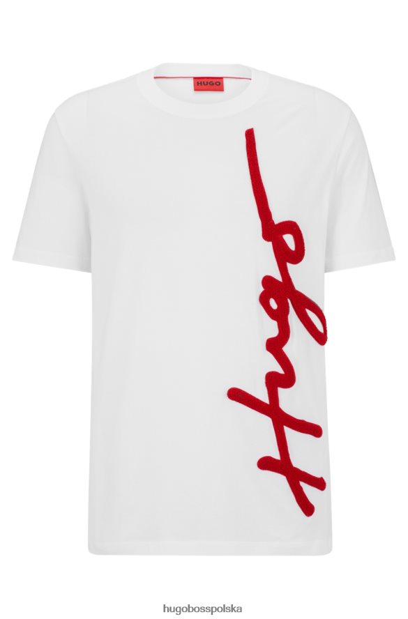 Hugo Boss T-shirt z bawełny organicznej z dużym haftowanym logo w kolorze białym hugo biały R0X0H63532