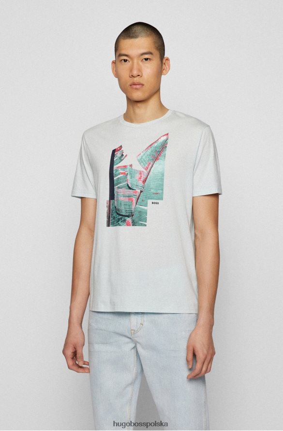 Hugo Boss T-shirt z bawełny pima o regularnym kroju z kolorową grafiką w kolorze jasnozielonym hugo jasnozielony R0X0H62603