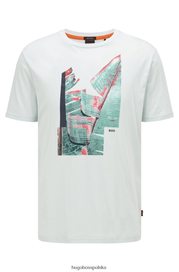 Hugo Boss T-shirt z bawełny pima o regularnym kroju z kolorową grafiką w kolorze jasnozielonym hugo jasnozielony R0X0H62603