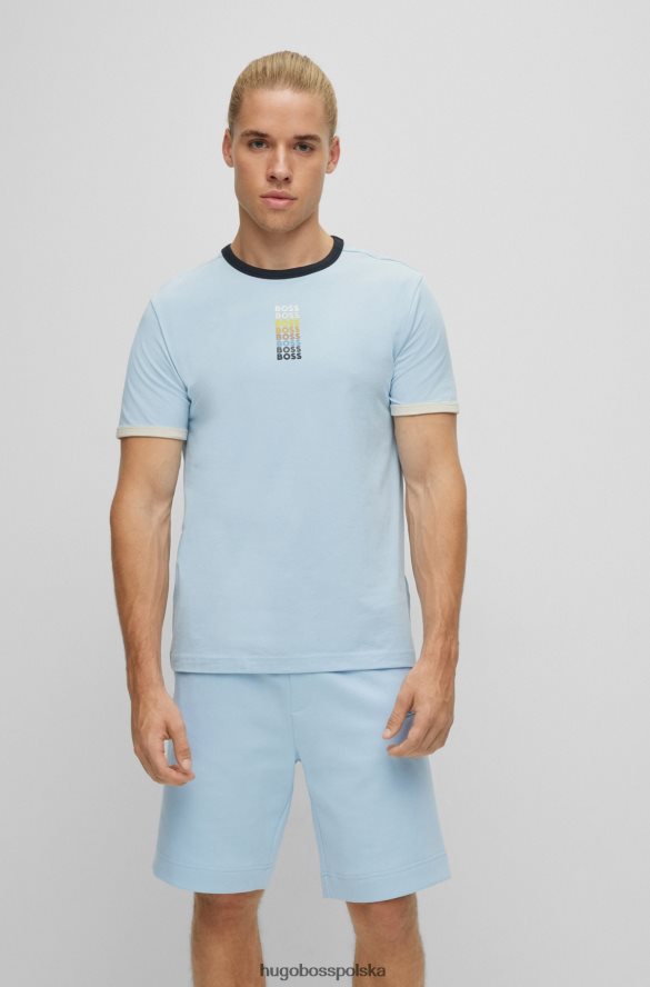 Hugo Boss T-shirt z elastycznej bawełny z powtarzającym się logo Hugo w kolorze jasnoniebieskim jasny niebieski R0X0H62812