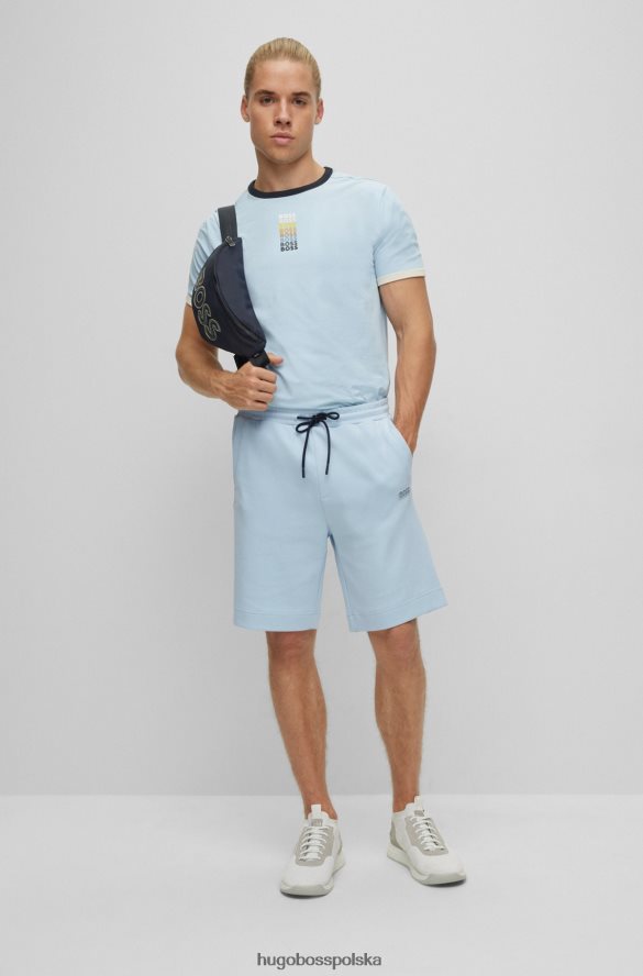 Hugo Boss T-shirt z elastycznej bawełny z powtarzającym się logo Hugo w kolorze jasnoniebieskim jasny niebieski R0X0H62812