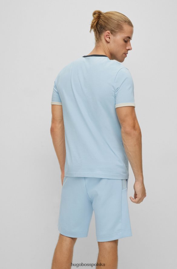 Hugo Boss T-shirt z elastycznej bawełny z powtarzającym się logo Hugo w kolorze jasnoniebieskim jasny niebieski R0X0H62812