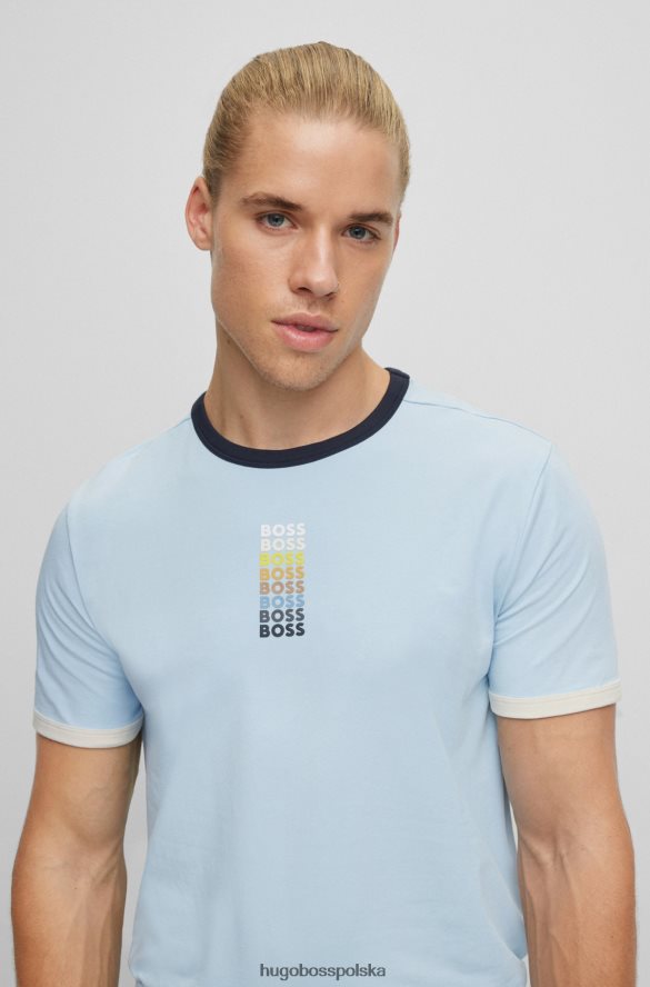Hugo Boss T-shirt z elastycznej bawełny z powtarzającym się logo Hugo w kolorze jasnoniebieskim jasny niebieski R0X0H62812