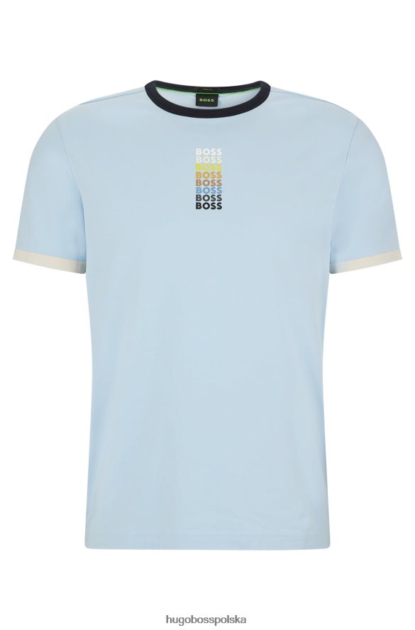 Hugo Boss T-shirt z elastycznej bawełny z powtarzającym się logo Hugo w kolorze jasnoniebieskim jasny niebieski R0X0H62812