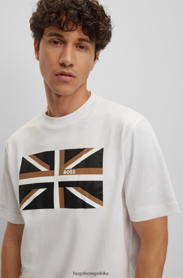 Hugo Boss T-shirt z krótkim rękawem z bawełny organicznej i flagą Union Jack w kolorze białym hugo biały R0X0H63835