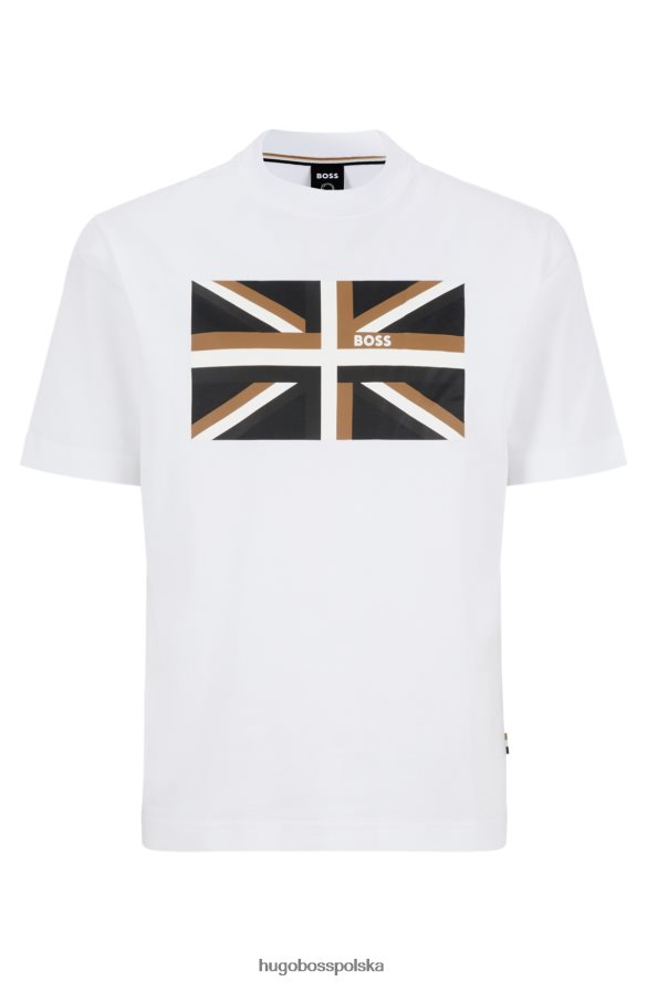 Hugo Boss T-shirt z krótkim rękawem z bawełny organicznej i flagą Union Jack w kolorze białym hugo biały R0X0H63835