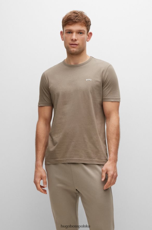 Hugo Boss T-shirt z logo o regularnym kroju, wykonany z bawełny organicznej w kolorze beżowym hugo beżowy R0X0H61147