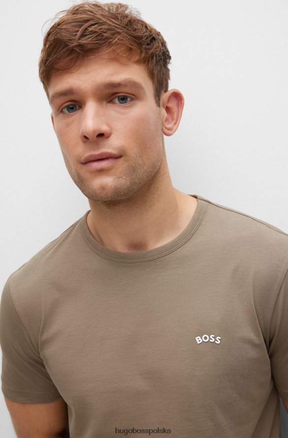 Hugo Boss T-shirt z logo o regularnym kroju, wykonany z bawełny organicznej w kolorze beżowym hugo beżowy R0X0H61147