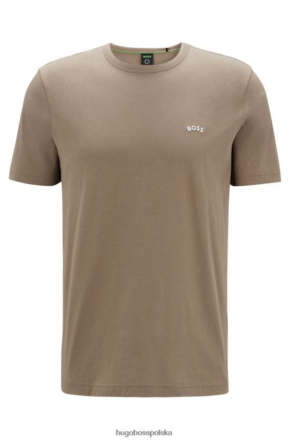 Hugo Boss T-shirt z logo o regularnym kroju, wykonany z bawełny organicznej w kolorze beżowym hugo beżowy R0X0H61147