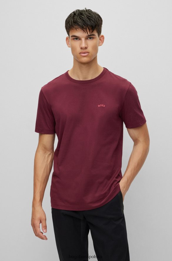 Hugo Boss T-shirt z logo o regularnym kroju, wykonany z bawełny organicznej w kolorze ciemnoczerwonym hugo ciemno czerwony R0X0H61141