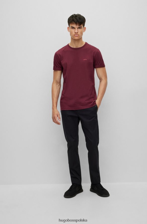 Hugo Boss T-shirt z logo o regularnym kroju, wykonany z bawełny organicznej w kolorze ciemnoczerwonym hugo ciemno czerwony R0X0H61141