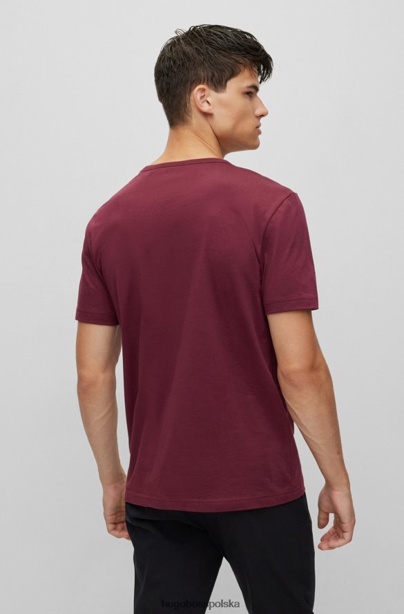 Hugo Boss T-shirt z logo o regularnym kroju, wykonany z bawełny organicznej w kolorze ciemnoczerwonym hugo ciemno czerwony R0X0H61141