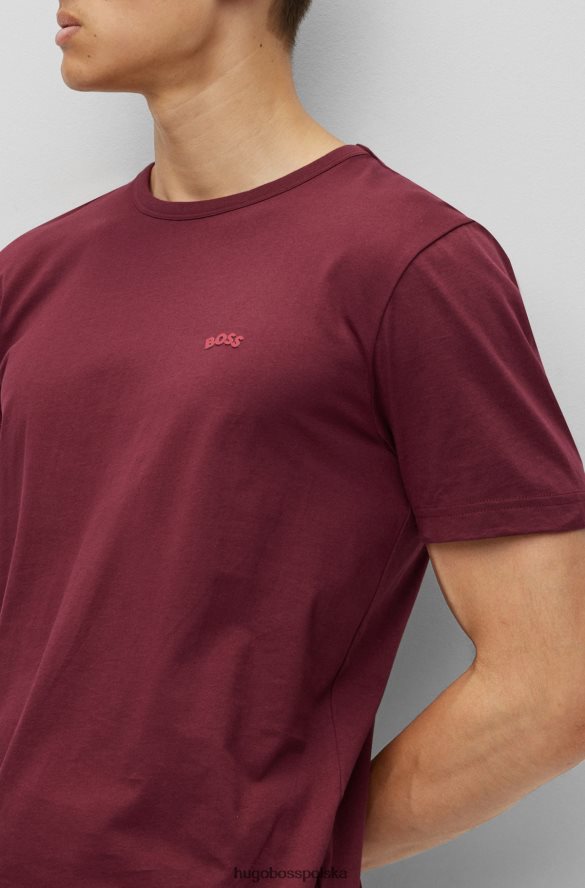 Hugo Boss T-shirt z logo o regularnym kroju, wykonany z bawełny organicznej w kolorze ciemnoczerwonym hugo ciemno czerwony R0X0H61141