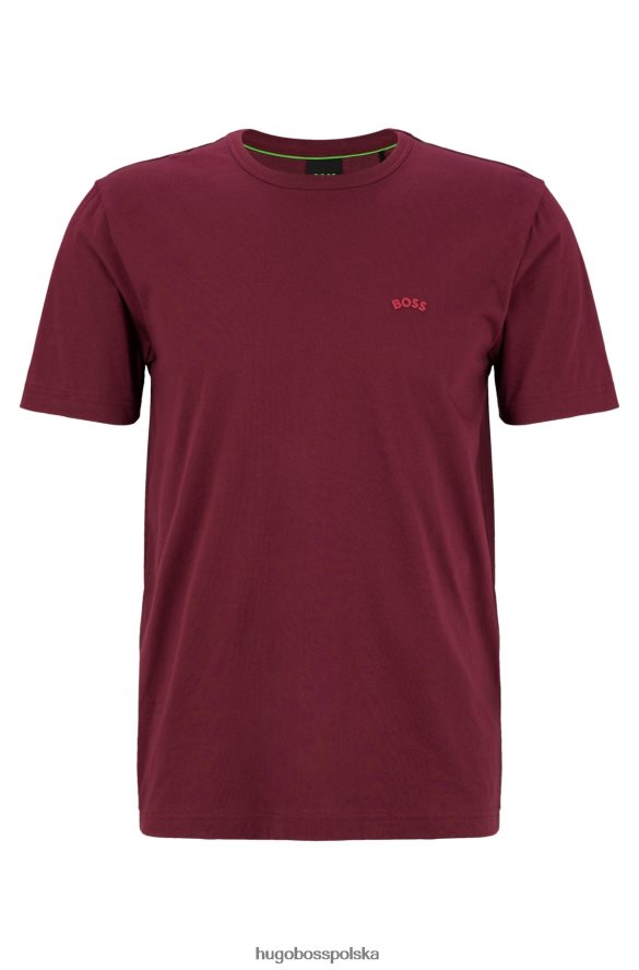 Hugo Boss T-shirt z logo o regularnym kroju, wykonany z bawełny organicznej w kolorze ciemnoczerwonym hugo ciemno czerwony R0X0H61141