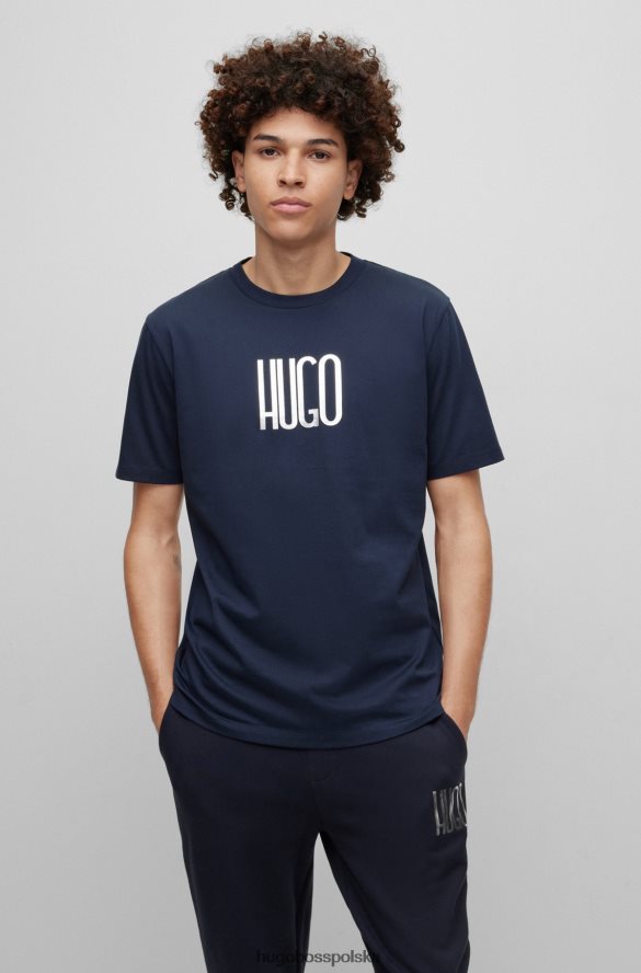 Hugo Boss T-shirt z logo, wykonany z bawełny organicznej, Hugo w kolorze ciemnoniebieskim ciemny niebieski R0X0H63510