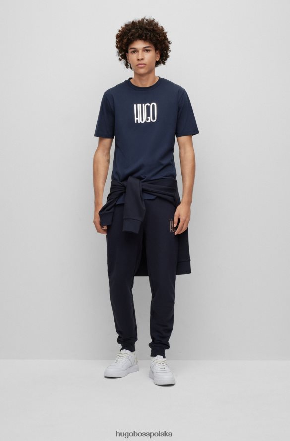 Hugo Boss T-shirt z logo, wykonany z bawełny organicznej, Hugo w kolorze ciemnoniebieskim ciemny niebieski R0X0H63510