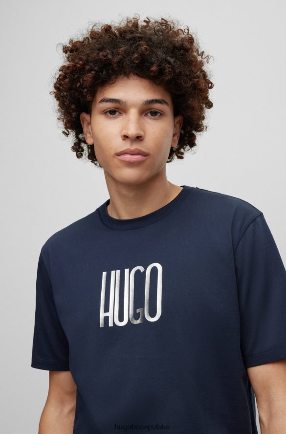 Hugo Boss T-shirt z logo, wykonany z bawełny organicznej, Hugo w kolorze ciemnoniebieskim ciemny niebieski R0X0H63510