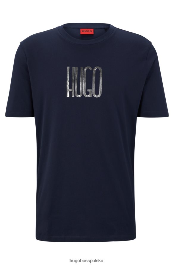 Hugo Boss T-shirt z logo, wykonany z bawełny organicznej, Hugo w kolorze ciemnoniebieskim ciemny niebieski R0X0H63510