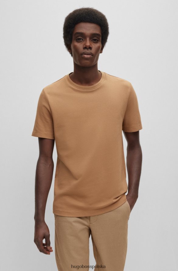 Hugo Boss T-shirt z mieszanki bawełny o strukturze bąbelkowo-żakardowej Hugo w kolorze beżowym beżowy R0X0H6905