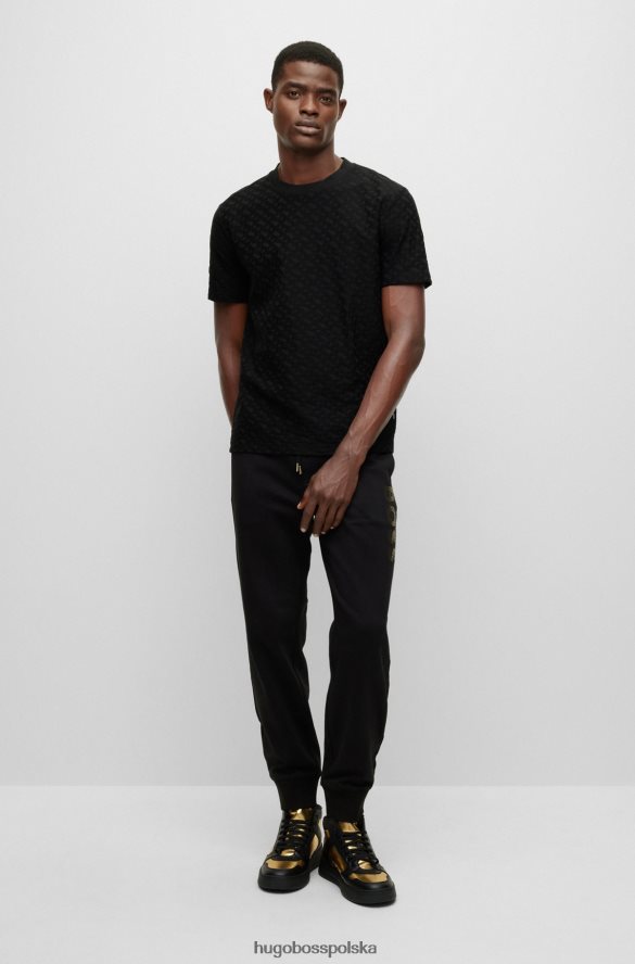 Hugo Boss T-shirt z monogramem, wykonany z bawełny żakardowej Hugo w kolorze czarnym czarny R0X0H63705
