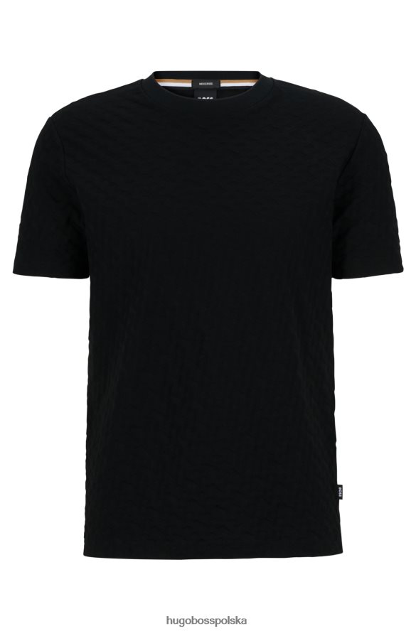 Hugo Boss T-shirt z monogramem, wykonany z bawełny żakardowej Hugo w kolorze czarnym czarny R0X0H63705