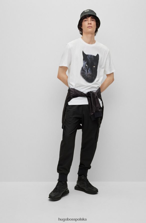Hugo Boss T-shirt z nadrukiem jagliona, wykonany z bawełnianego dżerseju Hugo w kolorze białym biały R0X0H63042