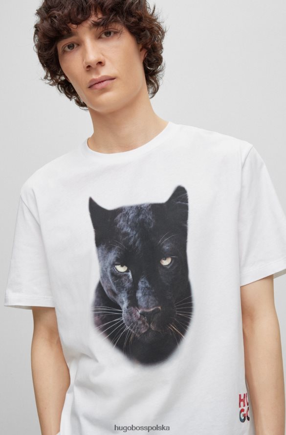 Hugo Boss T-shirt z nadrukiem jagliona, wykonany z bawełnianego dżerseju Hugo w kolorze białym biały R0X0H63042