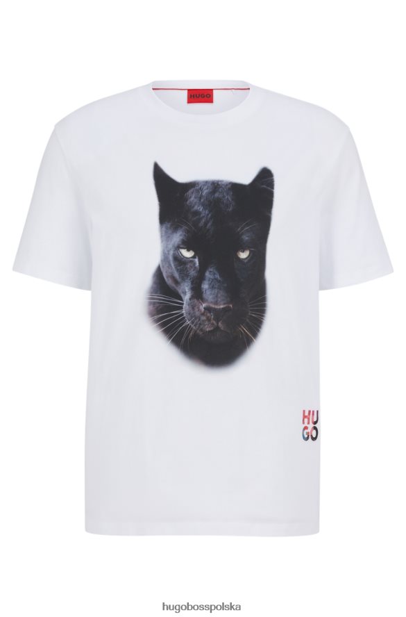 Hugo Boss T-shirt z nadrukiem jagliona, wykonany z bawełnianego dżerseju Hugo w kolorze białym biały R0X0H63042