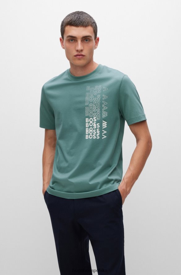 Hugo Boss T-shirt z nadrukiem logo, wykonany z odpornej na pot bawełnianej koszulki Hugo w kolorze jasnozielonym jasnozielony R0X0H62989