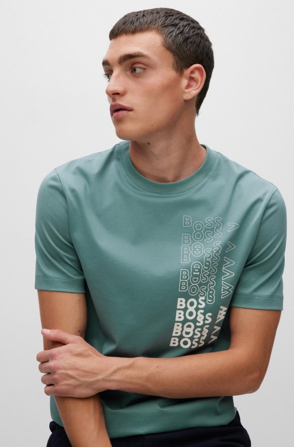 Hugo Boss T-shirt z nadrukiem logo, wykonany z odpornej na pot bawełnianej koszulki Hugo w kolorze jasnozielonym jasnozielony R0X0H62989