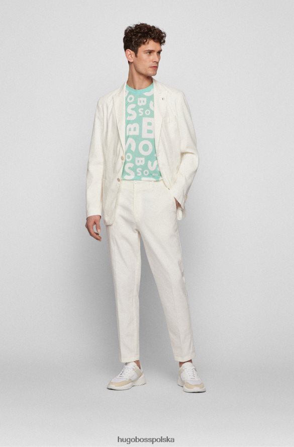 Hugo Boss T-shirt z okrągłym dekoltem, wykonany z merceryzowanej bawełny, z sezonowym nadrukiem Hugo w kolorze jasnozielonym jasnozielony R0X0H63862